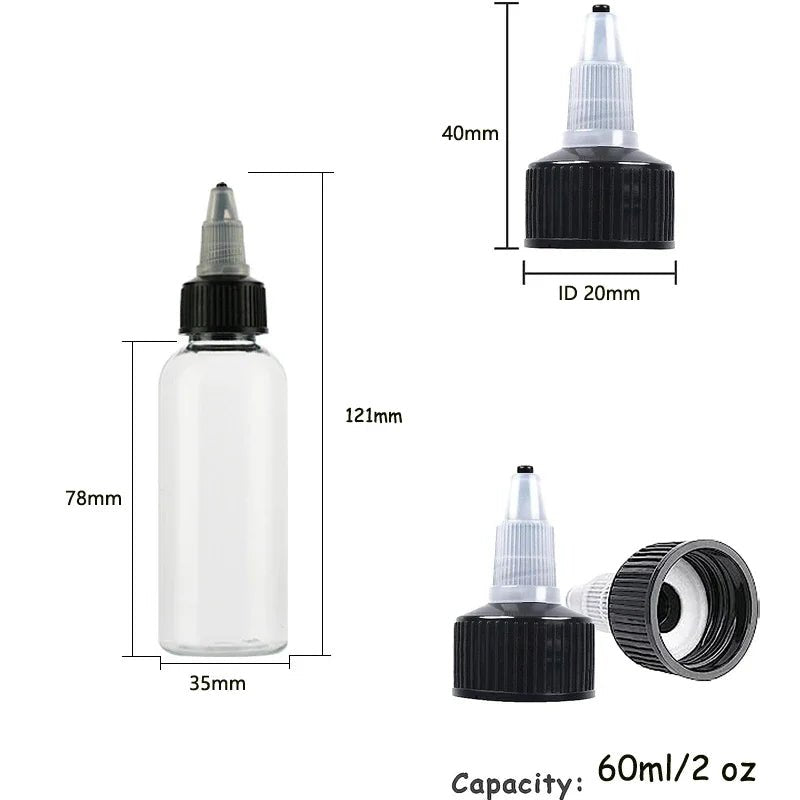 30PCS 30ml/60ml/100ml/120ml Plastic Refillable Bottle Pigment Ink Containers - Body Bliss Essentials
