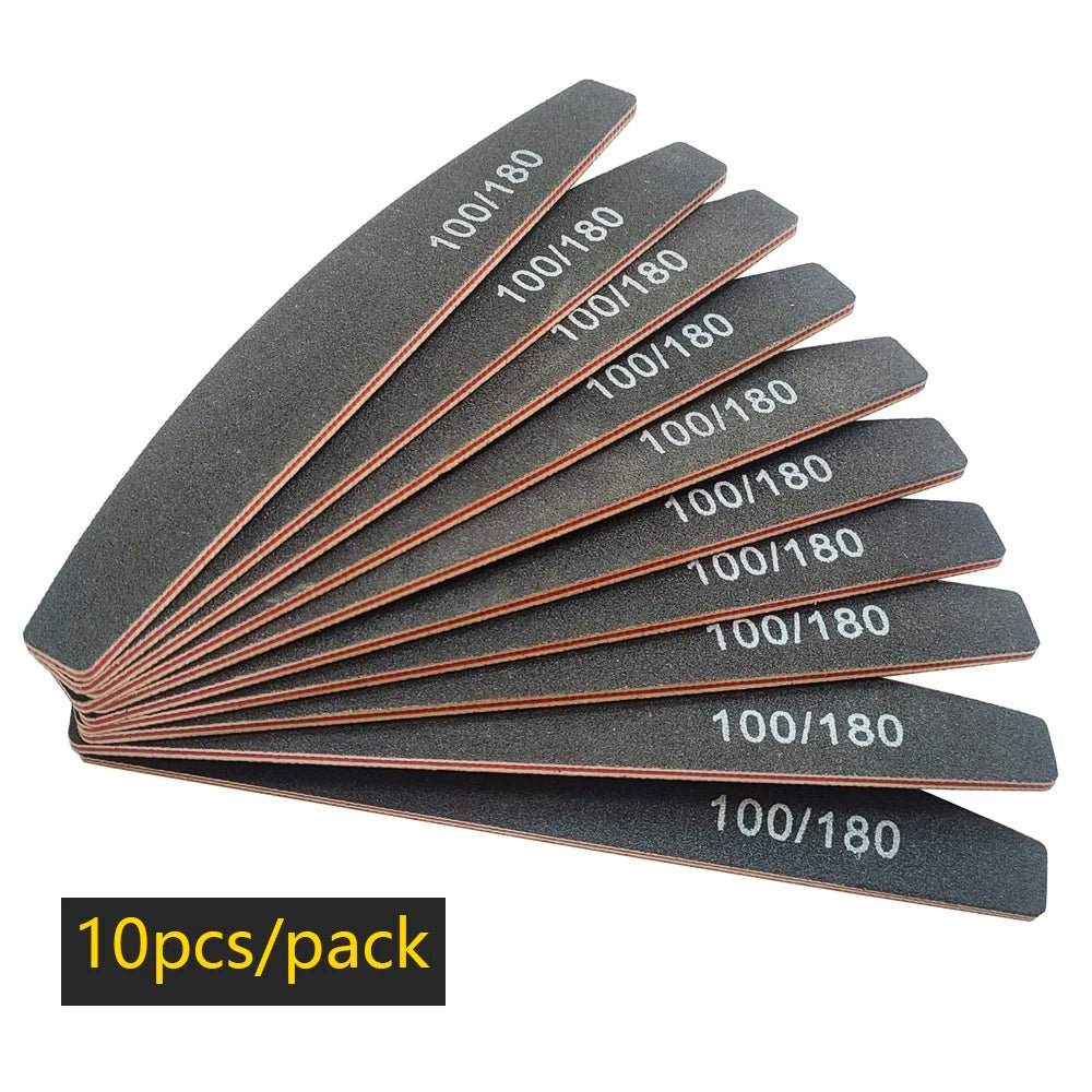 Nail File Buffer 100/180 Grit Half Moon Nail Files Manicure Tool - Body Bliss Essentials