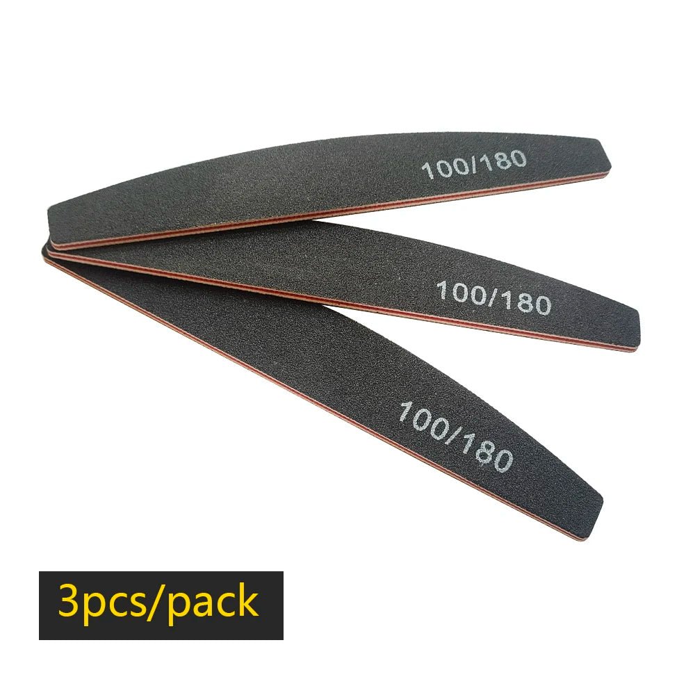 Nail File Buffer 100/180 Grit Half Moon Nail Files Manicure Tool - Body Bliss Essentials