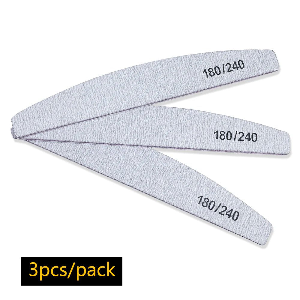 Nail File Buffer 100/180 Grit Half Moon Nail Files Manicure Tool - Body Bliss Essentials