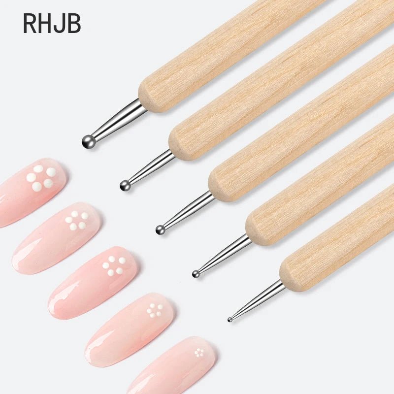 Nail Point Drill Pen Wooden Pen Bar Stirring Nail Polish Draw Pen - Body Bliss Essentials