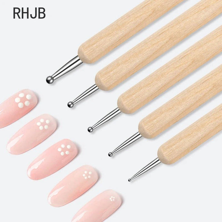 Nail Point Drill Pen Wooden Pen Bar Stirring Nail Polish Draw Pen - Body Bliss Essentials