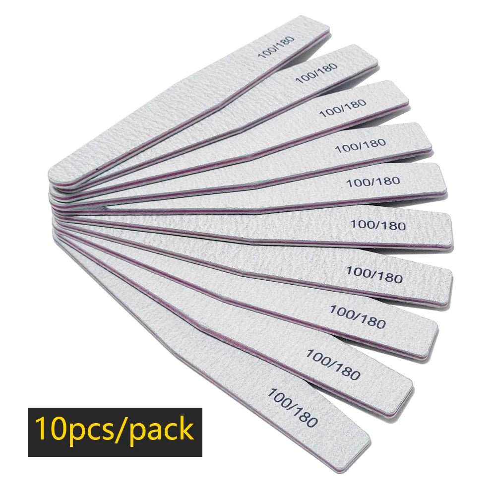 Nail File Buffer 100/180 Grit Half Moon Nail Files Manicure Tool - Body Bliss Essentials