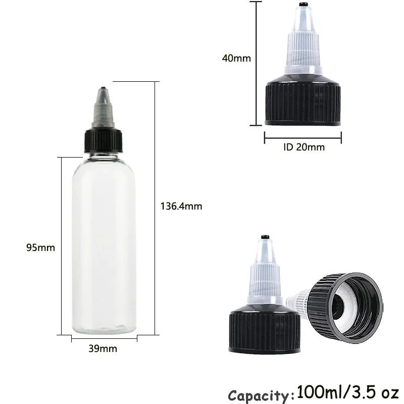 30PCS 30ml/60ml/100ml/120ml Plastic Refillable Bottle Pigment Ink Containers - Body Bliss Essentials