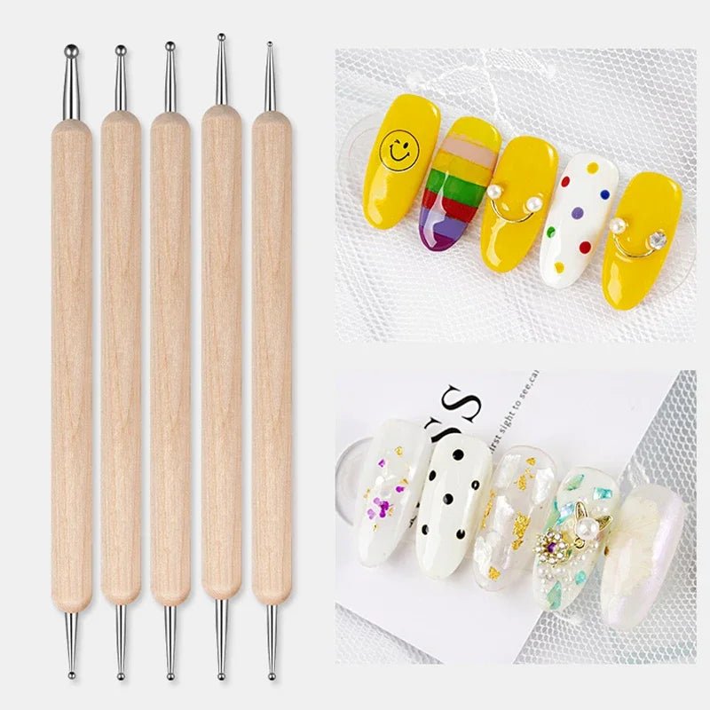 Nail Point Drill Pen Wooden Pen Bar Stirring Nail Polish Draw Pen - Body Bliss Essentials