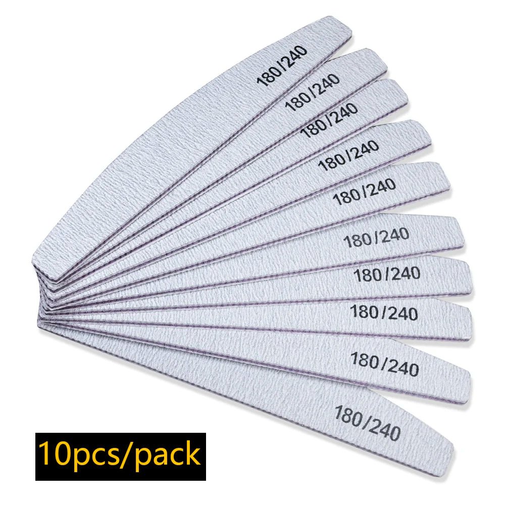 Nail File Buffer 100/180 Grit Half Moon Nail Files Manicure Tool - Body Bliss Essentials
