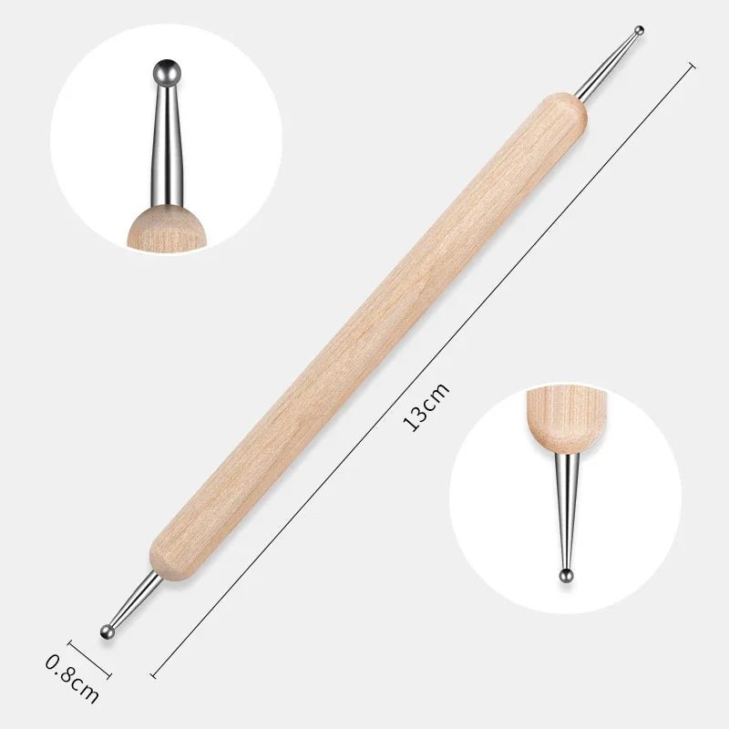 Nail Point Drill Pen Wooden Pen Bar Stirring Nail Polish Draw Pen - Body Bliss Essentials