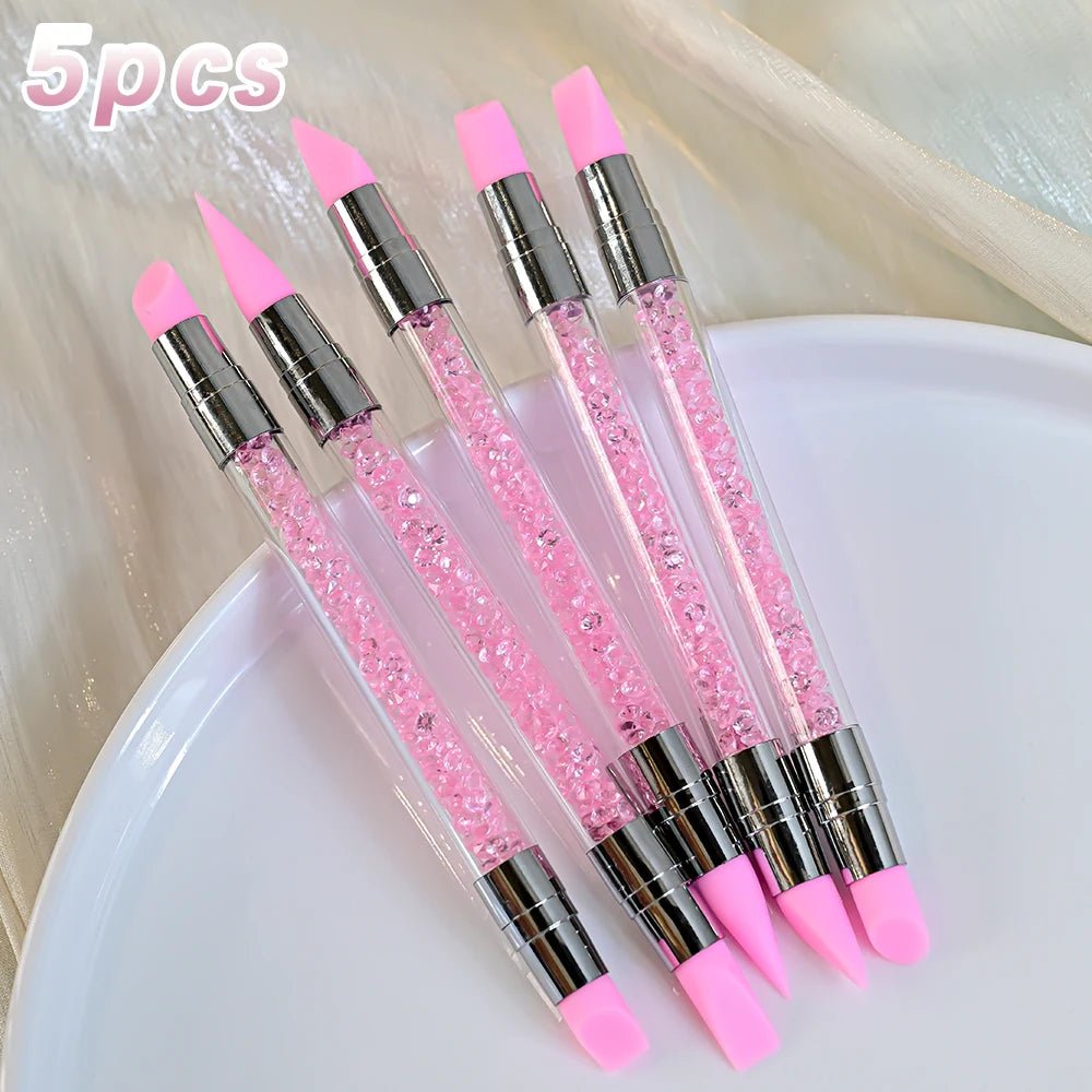 1/2Pc Double - ended Silicone Nail Art Carved Pen Multi - Function Nail Brush - Body Bliss Essentials
