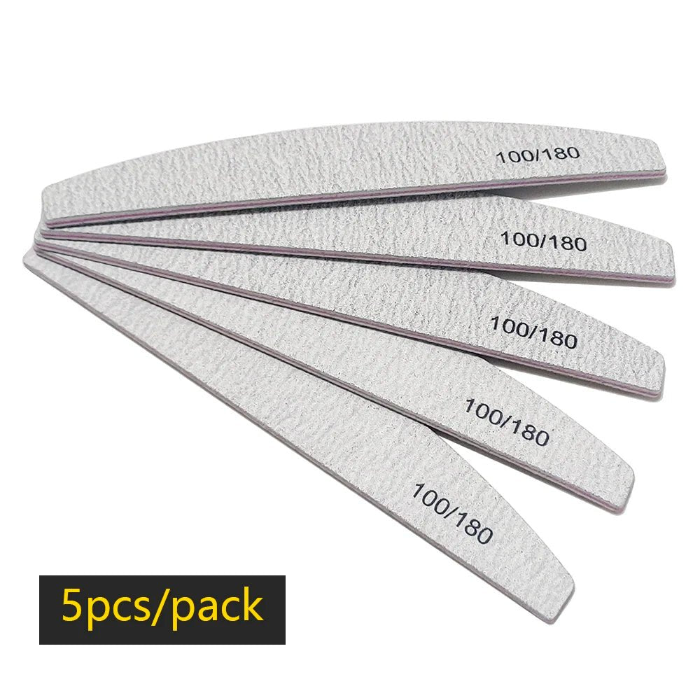 Nail File Buffer 100/180 Grit Half Moon Nail Files Manicure Tool - Body Bliss Essentials