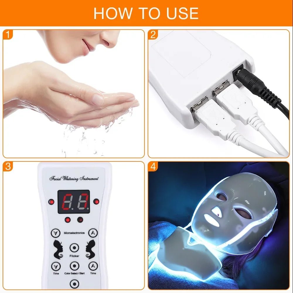 Hot Sell LED Face Mask Red Light Therapy Whiten Brighten The Skin - Body Bliss Essentials