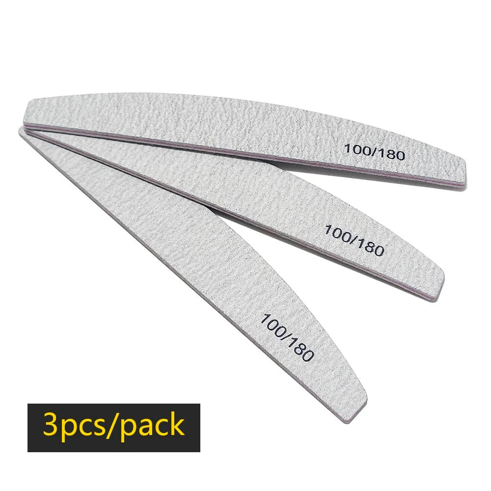 Nail File Buffer 100/180 Grit Half Moon Nail Files Manicure Tool - Body Bliss Essentials