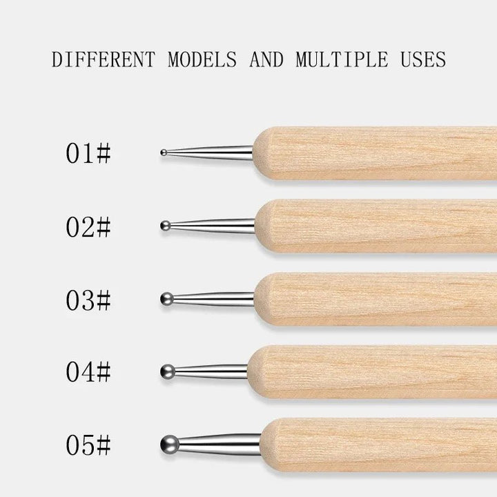 Nail Point Drill Pen Wooden Pen Bar Stirring Nail Polish Draw Pen - Body Bliss Essentials