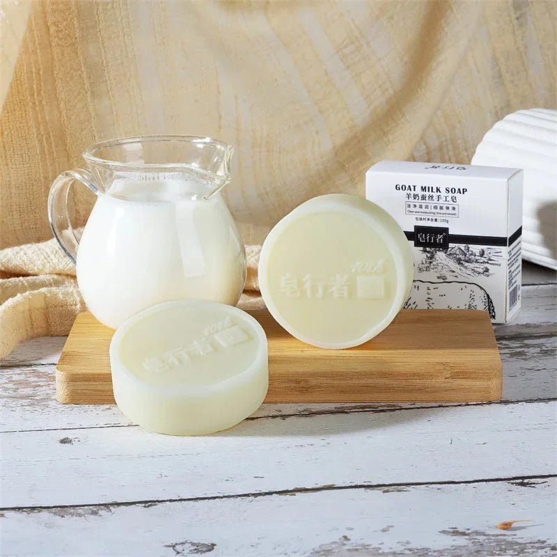 Goat Milk Silk Protein Handmade Soap With Foam Net Brightening Oil Control - Body Bliss Essentials