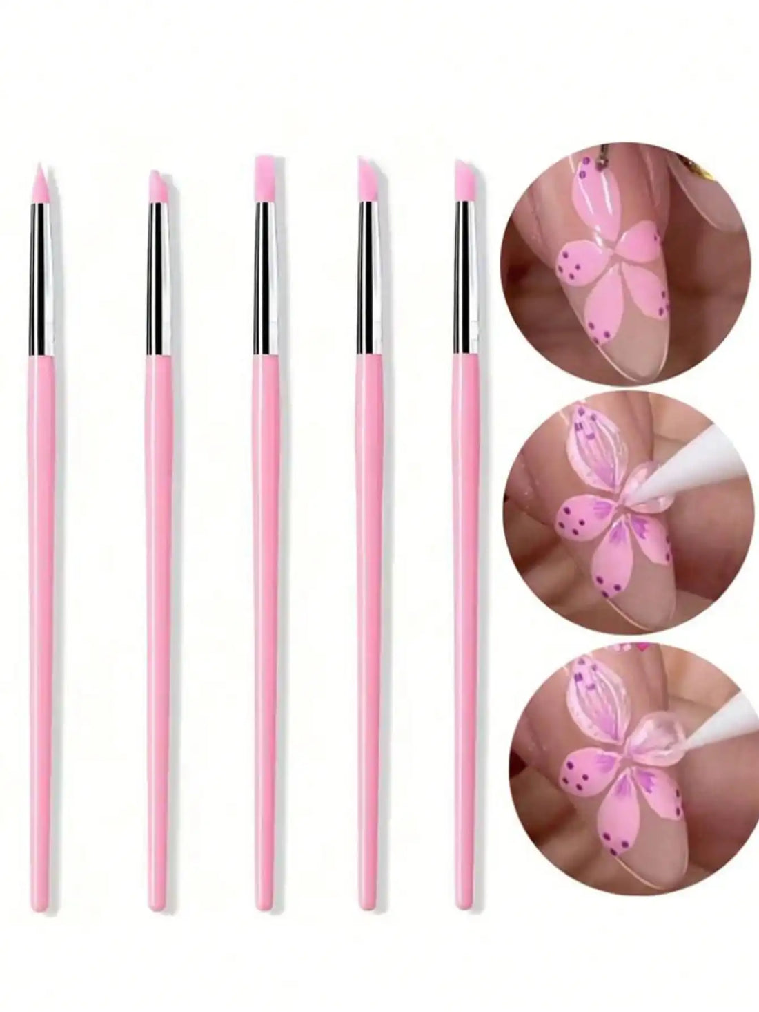 1/2Pc Double - ended Silicone Nail Art Carved Pen Multi - Function Nail Brush - Body Bliss Essentials