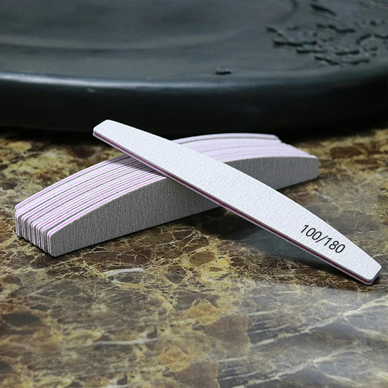 Nail File Buffer 100/180 Grit Half Moon Nail Files Manicure Tool - Body Bliss Essentials