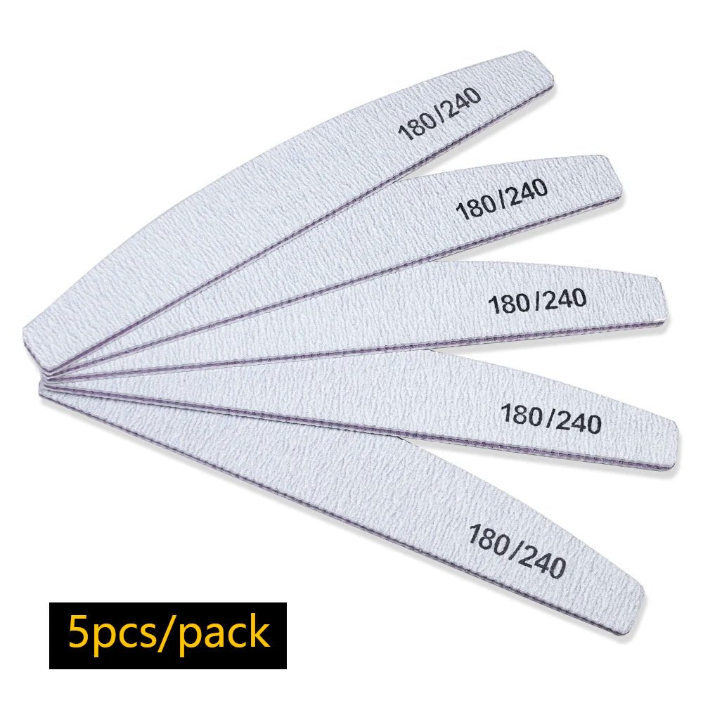 Nail File Buffer 100/180 Grit Half Moon Nail Files Manicure Tool - Body Bliss Essentials