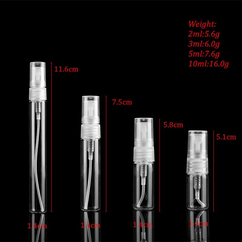 5pcs/pack 2ML 3ML 5ML 10ML Clear Mini Perfume Glass Bottle - Body Bliss Essentials