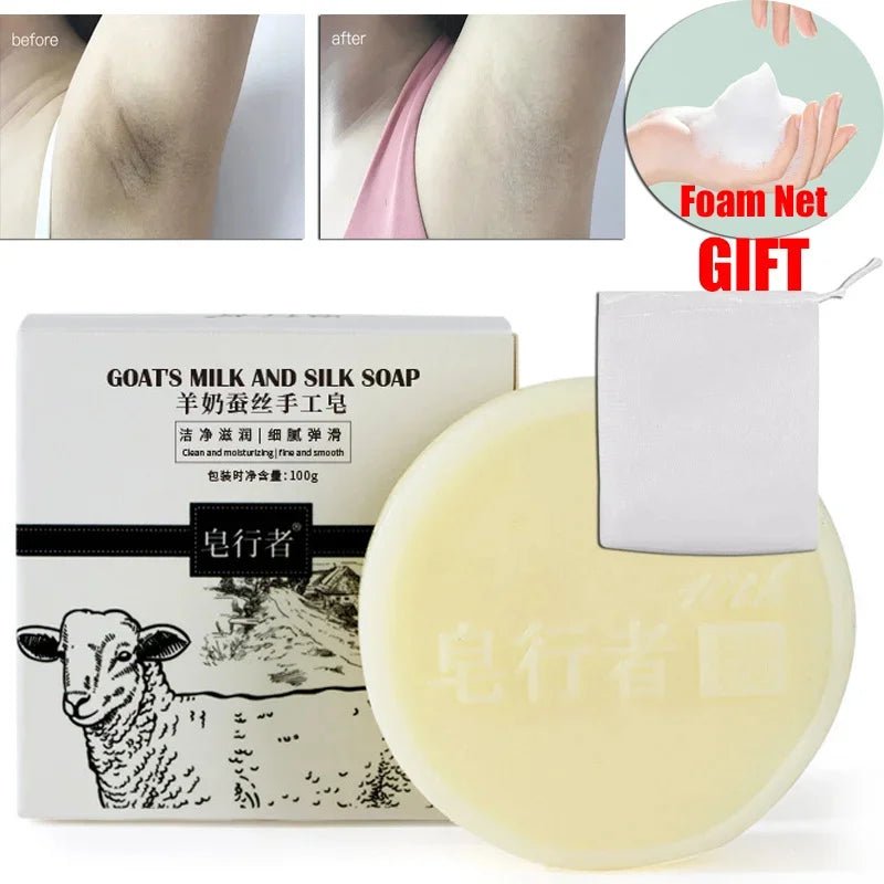 Goat Milk Silk Protein Handmade Soap With Foam Net Brightening Oil Control - Body Bliss Essentials