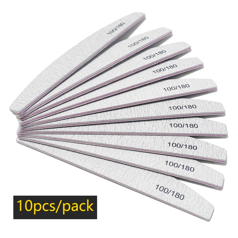 Nail File Buffer 100/180 Grit Half Moon Nail Files Manicure Tool - Body Bliss Essentials