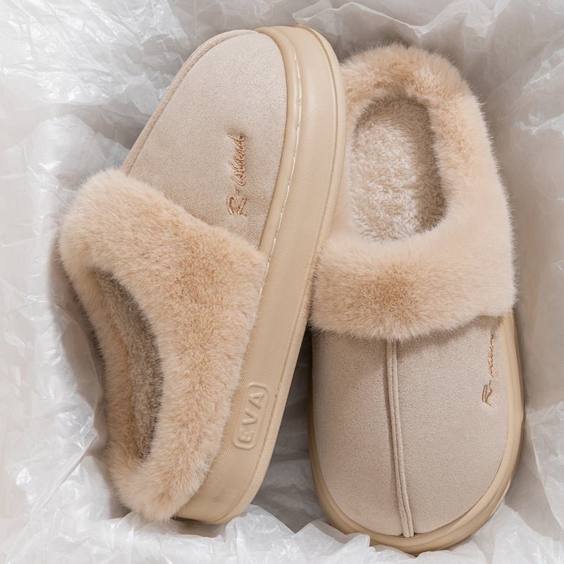 New Winter Cozy Warm Couple Style Concise Fluffy Slippers - Body Bliss Essentials