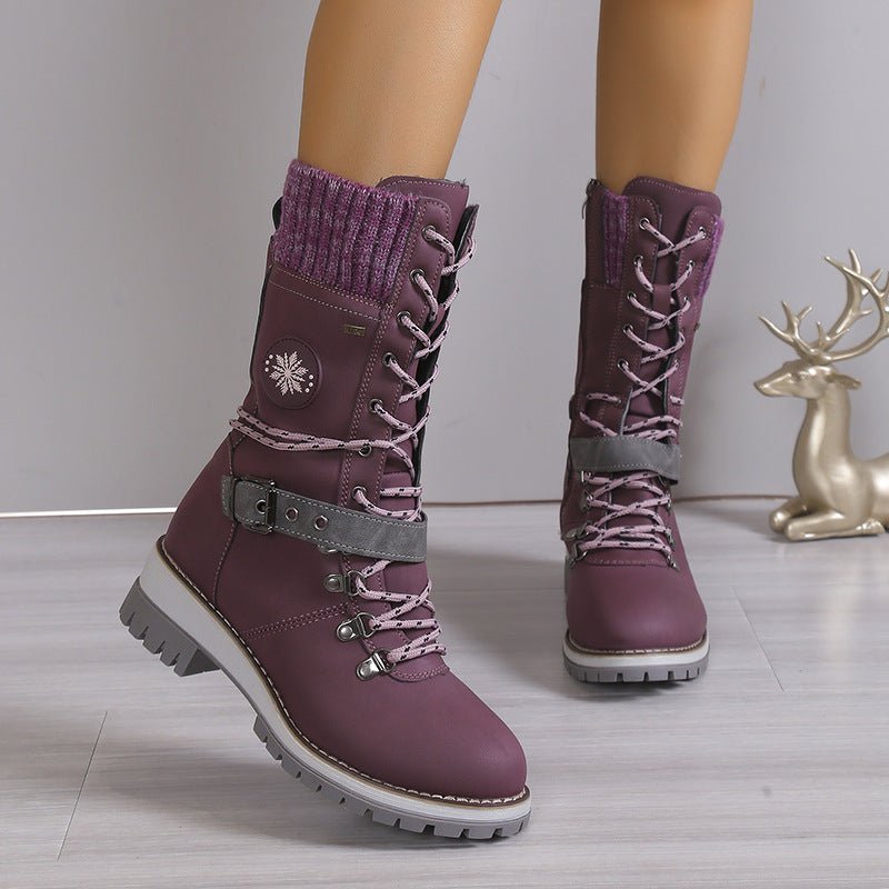 Fur Integrated Women's Shoes Thickened Warm Knee - high Snow Boots - Body Bliss Essentials