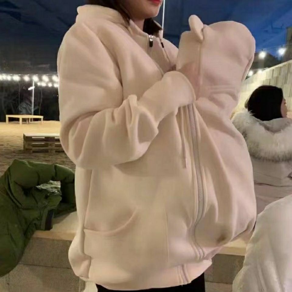 Kangaroo Mother Baby One - piece Coat Plush Nursing Sweater Coat - Body Bliss Essentials