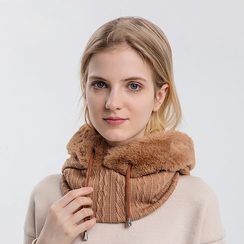 Winter Thick Plush Hat With Scarf Windproof Warm Knit Hats Hooded For Women - Body Bliss Essentials