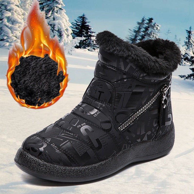 Letter Print Boots Winter Warm Plush Snow Boot Women Shoes - Body Bliss Essentials