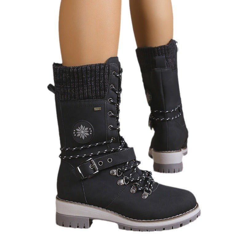 Fur Integrated Women's Shoes Thickened Warm Knee - high Snow Boots - Body Bliss Essentials