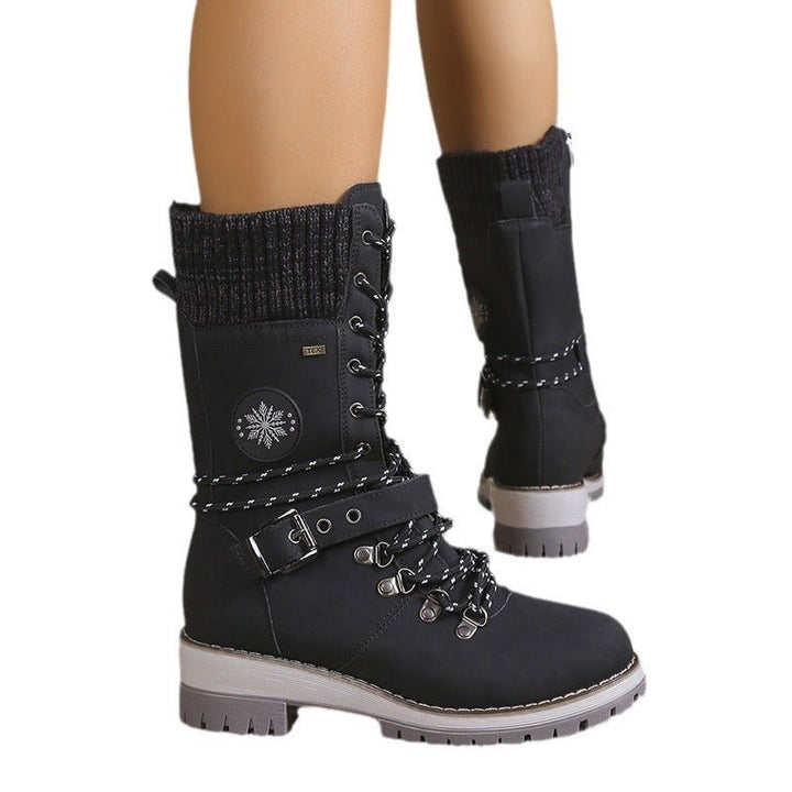 Fur Integrated Women's Shoes Thickened Warm Knee - high Snow Boots - Body Bliss Essentials