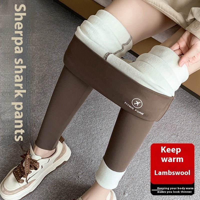 Women Autumn Winter Skinny Shark Pants Thickened Trousers Winter Fashion High Waisted Sweatpants - Body Bliss Essentials