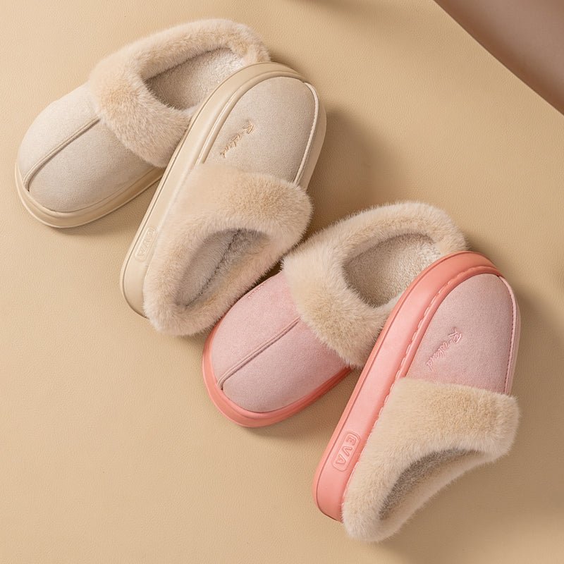 New Winter Cozy Warm Couple Style Concise Fluffy Slippers - Body Bliss Essentials