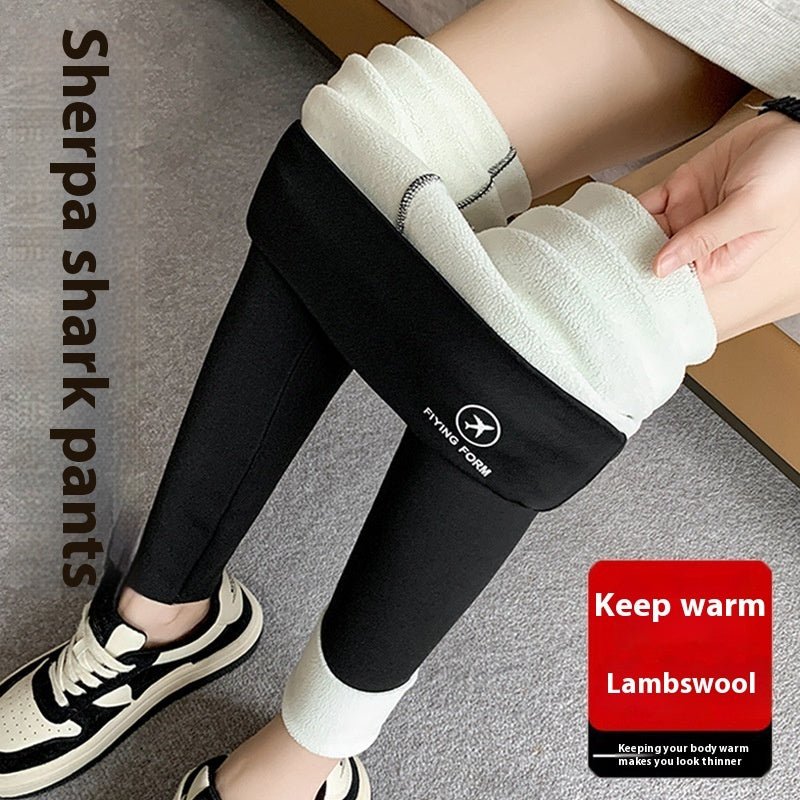 Women Autumn Winter Skinny Shark Pants Thickened Trousers Winter Fashion High Waisted Sweatpants - Body Bliss Essentials