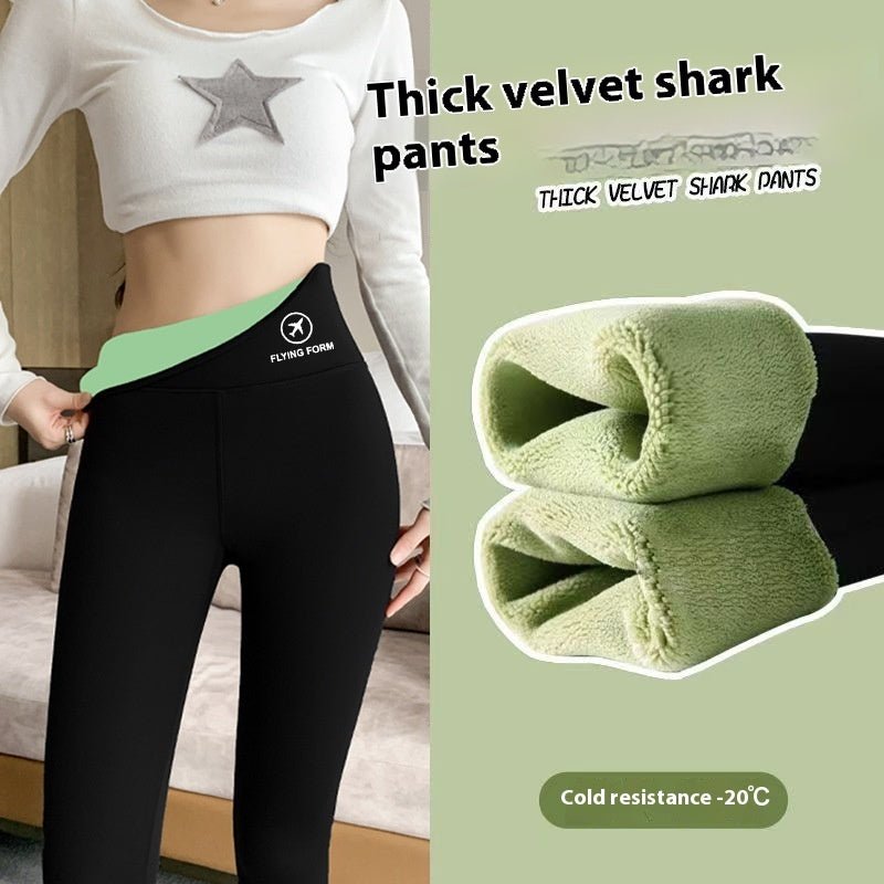 Women Autumn Winter Skinny Shark Pants Thickened Trousers Winter Fashion High Waisted Sweatpants - Body Bliss Essentials