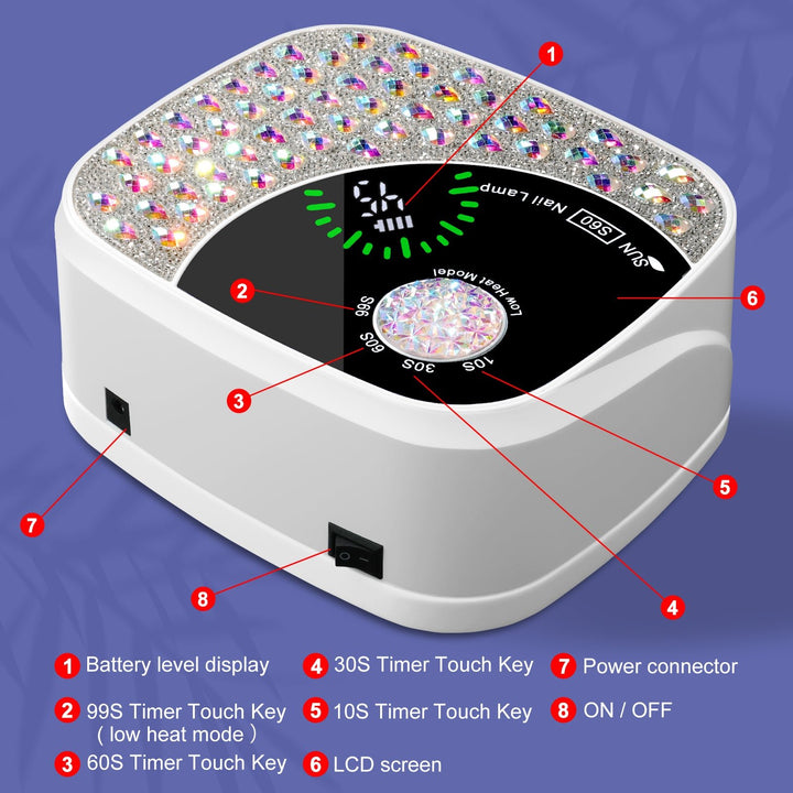 cordless UV LED nail lamp Professional UV LED Nail Lamp For Gel Nails - Body Bliss Essentials