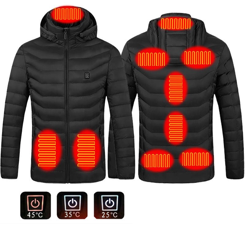 Winter Heated Jacket USB Electric Cotton Coat Zip - up Heater Thermal Clothing Heating Vest For Men - Body Bliss Essentials