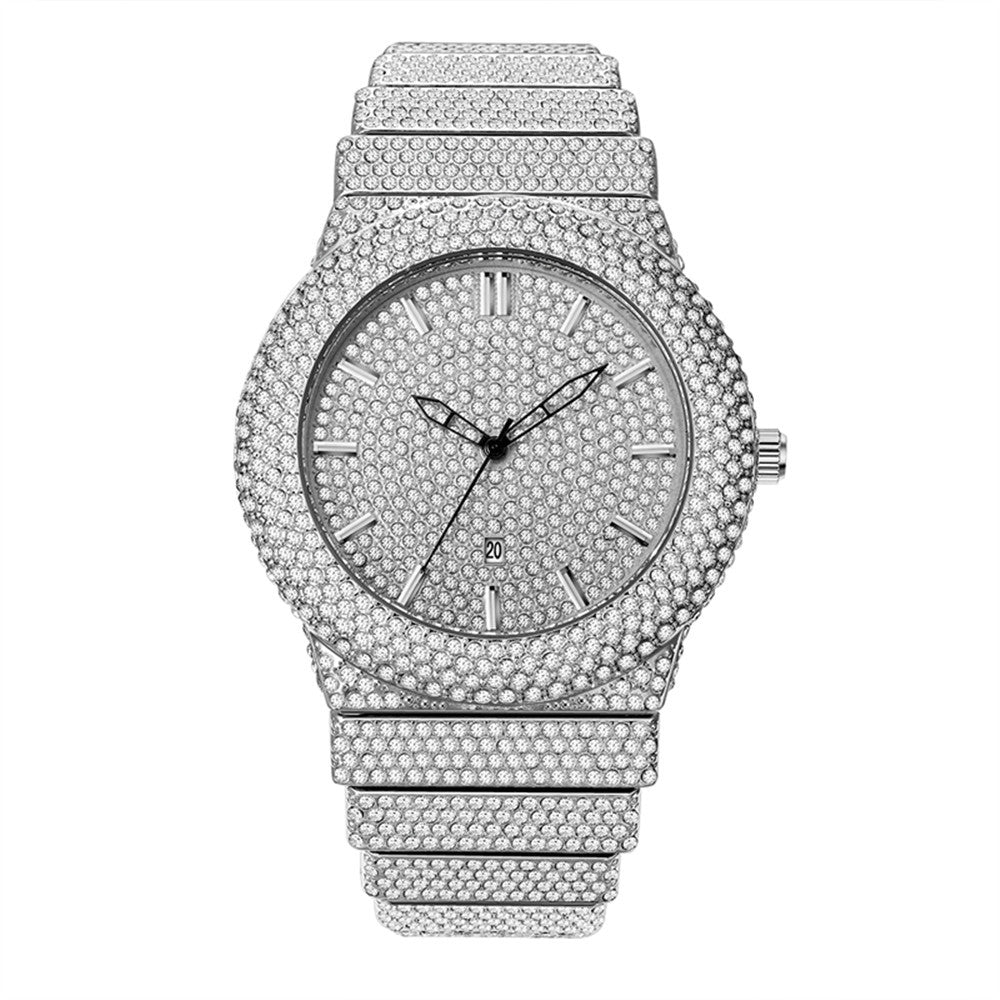 Affordable Luxury Style Diamond - embedded Watch Men's Color Calendar Quartz Watch - Body Bliss Essentials