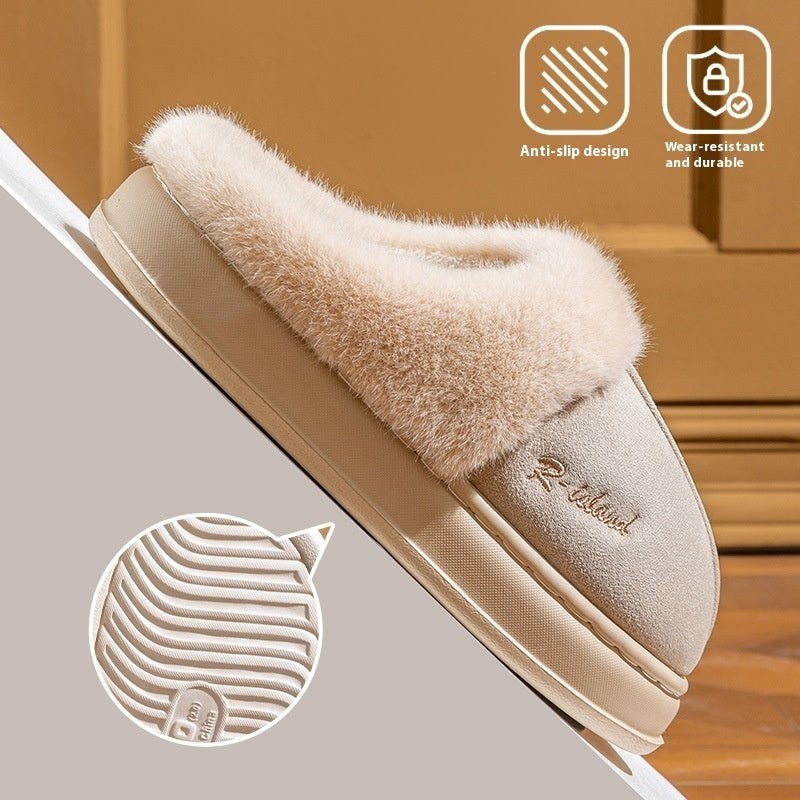 New Winter Cozy Warm Couple Style Concise Fluffy Slippers - Body Bliss Essentials