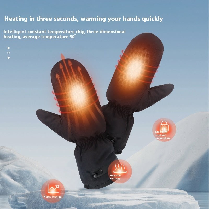 Electrically Heated Gloves Heating Zipper Thermal Windproof Gloves - Body Bliss Essentials
