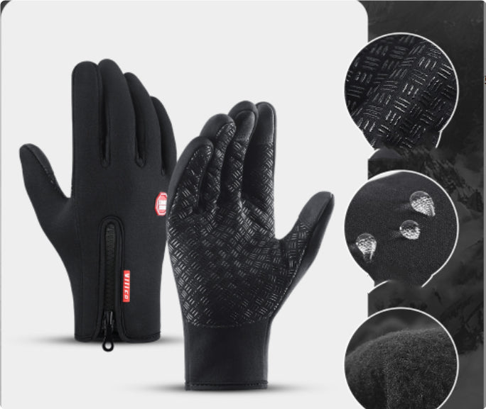 Winter Gloves Touch Screen Riding Motorcycle Sliding Waterproof Sports Gloves With Fleece - Body Bliss Essentials