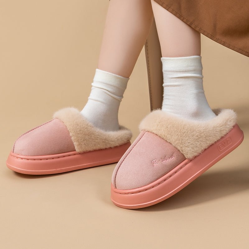 New Winter Cozy Warm Couple Style Concise Fluffy Slippers - Body Bliss Essentials