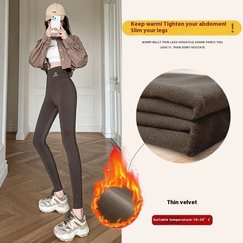 Women Autumn Winter Skinny Shark Pants Thickened Trousers Winter Fashion High Waisted Sweatpants - Body Bliss Essentials