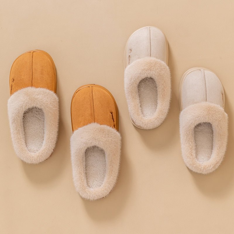 New Winter Cozy Warm Couple Style Concise Fluffy Slippers - Body Bliss Essentials